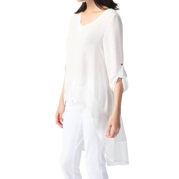 NEW JOSEPH RIBKOFF high low flare top in white - Picture 2 of 3